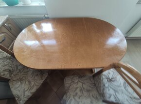 Stůl masiv dub rozkládací + 6 židlí - 2