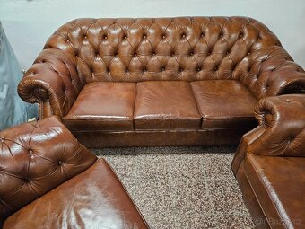 CHESTERFIELD ŠTÝL,HRUBOKOŽENÁ SEDAČKA HNEDÁ - 2
