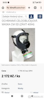 Plynova maska celooblicejova - 2