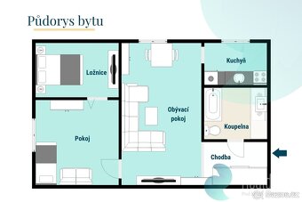 Prodej, byt 2+1, 56 m2, Netřebice, okr. České Budějovice - 2