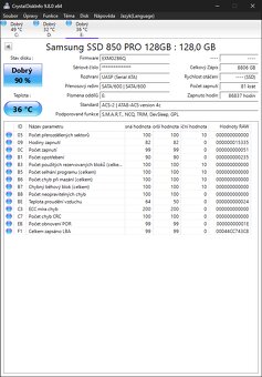 Samsung 850 PRO 128GB SSD – 90 % zdraví - 2