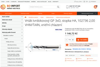 Vrtáky pr.2 (m7) VHM s vnitřním chlazením; povlakováno - 2