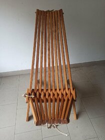 Relaxační skládací křeslo z masivu - tvrdé dřevo - 2