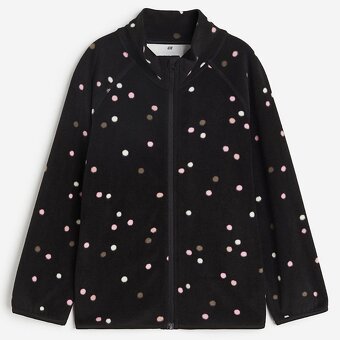 ☘️ Puntíkovaná MIKINA H&M fleecová černá vel. 122/128 ☘️ - 2