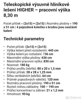 Lešení výsuvné hliníkové 8,3m - 2