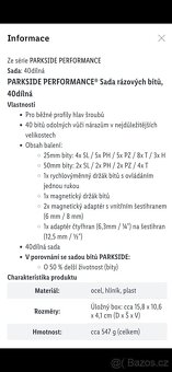 Sada rázových bitů, 40dílná Parkside performance - 2