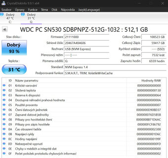 NVMe SSD 512GB, M.2 2280, WD SN530 (SandDisk) - 2