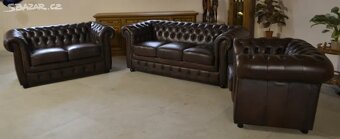 Kožená, Chesterfield sedací souprava 3+2+1, TOP - 2