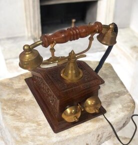 Dřevěný retro telefon / dekorace - 2