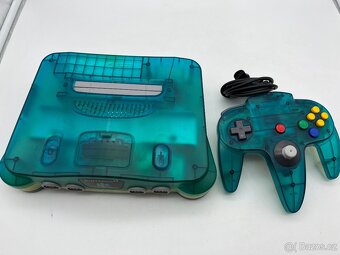 Nintendo 64 clear blue a ovladač s novým joystickem - 2
