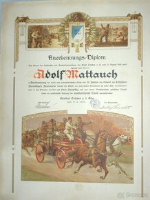 Hasičský diplom originál 1930 60x47 cm - 2