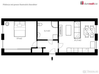 Pronájem, byt 2+kk, 51 m2, Klavíkova, České Budějovice 3 - 2