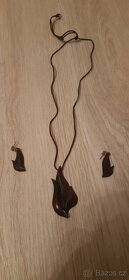 Dřevěná sada náušnic a řetízku - 2