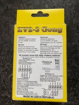 Elektronicky drátový zvonek ZV2-3 Gong - 2