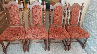 Stůl jídelní rustikální, 4 židle s čalouněním - 2