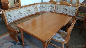 Masivní rustikální lavice+1 židle+rozkl.stůl - 2