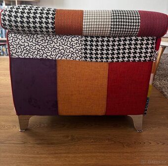 Patchwork Gauč + Taburetka (3-miestny) - 2