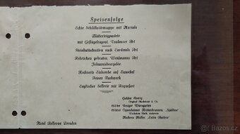 Nápojový lístek hotel Bellevue Dresden 1933 - 2