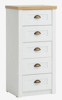 Komoda 5 zásuvek MARKSKEL bílá/barva dubu - 2