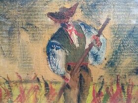 Dvojobraz Benka - Olej, Rolníci 62cm x 50cm - 2
