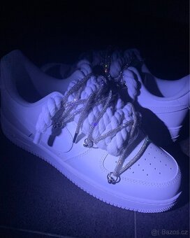 Nike air force 1 bílé rope laces a třpytivé tkaničky - 2