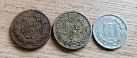 USA sbírka 3 mincí 1857 1863 1867 Spojené státy Americké - 2
