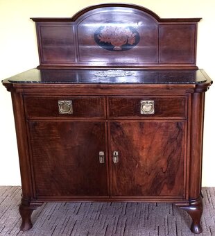 Starožitný nábytek-jídelna (intarzie, mramor,rozkládací stůl - 2