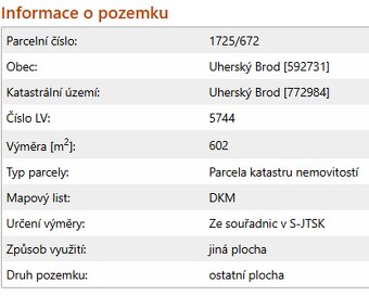 Stavební pozemek Uherský Brod 602 m2 - 2
