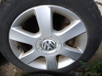 Alu kola VW 5x112 ET50,+zánovní celoroční pneu 205/55/16 - 2