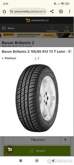 LETNÍ PNEU 155/65 R13 73 T - KRÁSNÝ VZOREK - 2