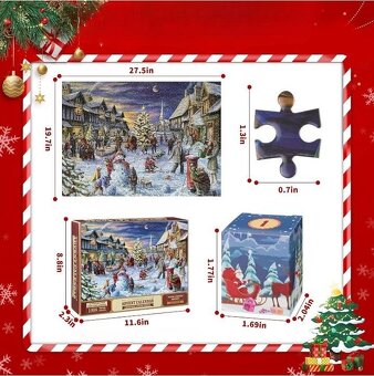 Adventní kalendář Vánoční puzzle 1008 dílků 24 dní. - 2