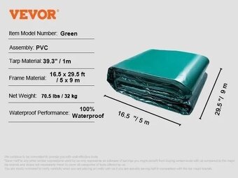 těžká plachta 9 x 5 metrů, 32kg, zelená - 2