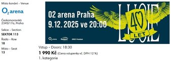 Lucie - 40 let - 2 vstupenky sektor 113 - 2