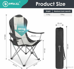Homecall Skládací kempinková židle s loketní opěrkou - 2