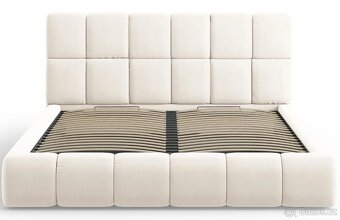 Béžová sametová manželská postel Bellis 180x200 - 2