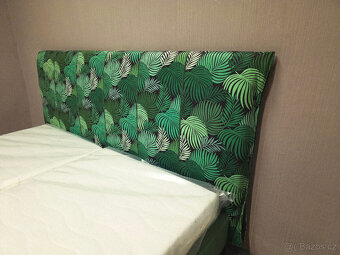 Nová postel s roštem 180x200 čalouněná zelené listy - 2