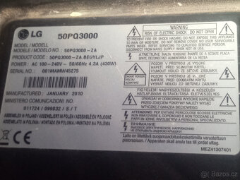 Plazmová televize LG 50PQ3000 50" fullHD - 2