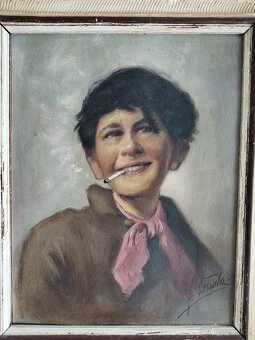 obraz ROŠŤANDA S CIGARETOU portrét, olej, František Votruba - 2