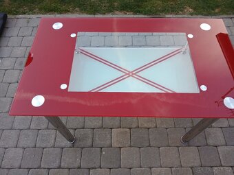 Skleněný jídelní  stůl -Červený - 2