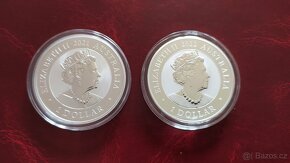 2x 1 oz stříbrné mince Australian Swan Labuť 2021 a 2022 - 2