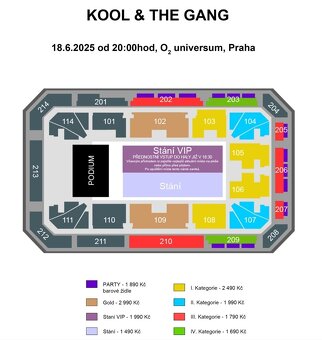 KOOL & THE GANG - STÁNÍ a SEZENÍ (středa 18.6.2025). - 2