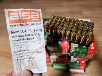 náboje střelivo pistole 9mm luger přebíjené samopal - 2