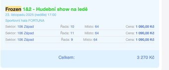🎟️ 3 lístky na Frozen show na ledě – 23.11. Praha – výhodně - 2