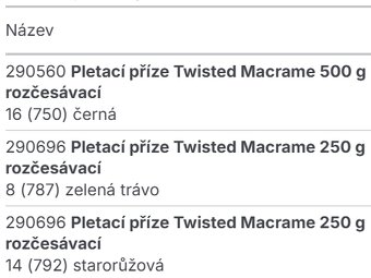 Příze YarnArt - Twisted macrame, 3 mm, rozčesávací - barvy č - 2