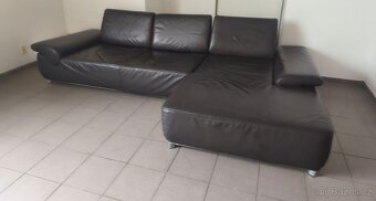 Kožená rohová sedací souprava - jak NOVÁ, TOP STAV - 2
