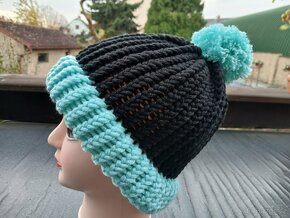 Nový pletený kulich dvojitý lem, - 2