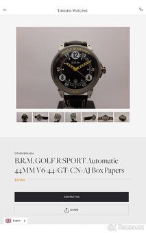 B.R.M, Golf Master Collection, LIMIT 1/6, originál hodinky - 2