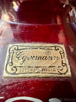 Prodám Váza Egermann 20x15,5 cm rubínové sklo, starožitná - 2