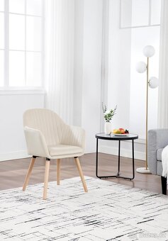 Nové jídelní křesílka, krémové, velur, nohy dřevo, 4 kusy - 2