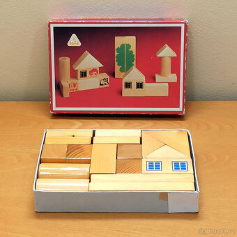 Retro dřevěná stavebnice domků - 2